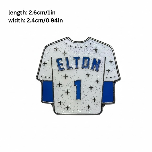 Elton John #1 Dodgers Jersey Enamel Pin Glitter White & Blue Collectible NEW - Picture 4 of 7